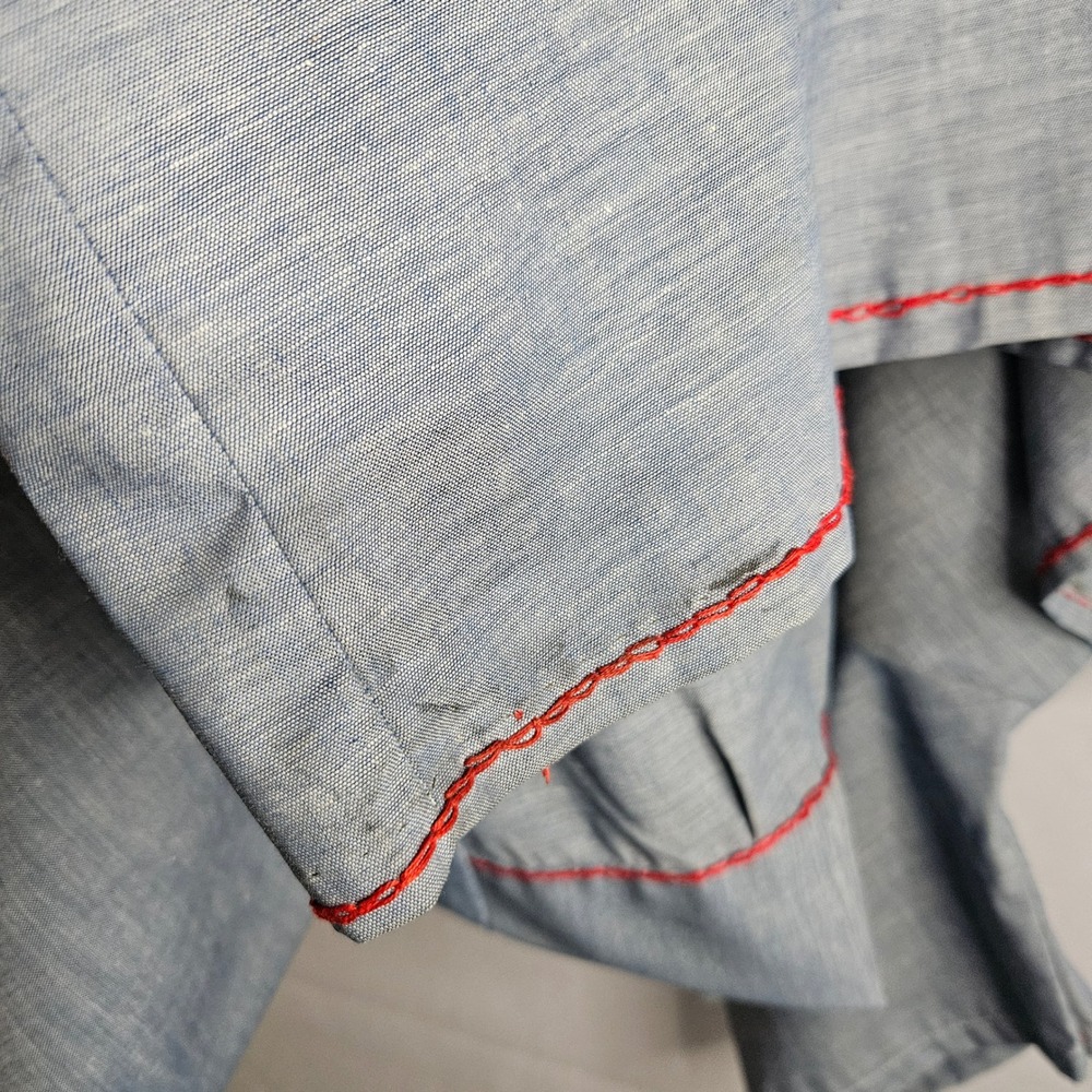 Vtg JCPenney Big Mac Blue Embroidered Chambray Work Shirt L Hippie Folk Art Boho - Picture 15 of 15
